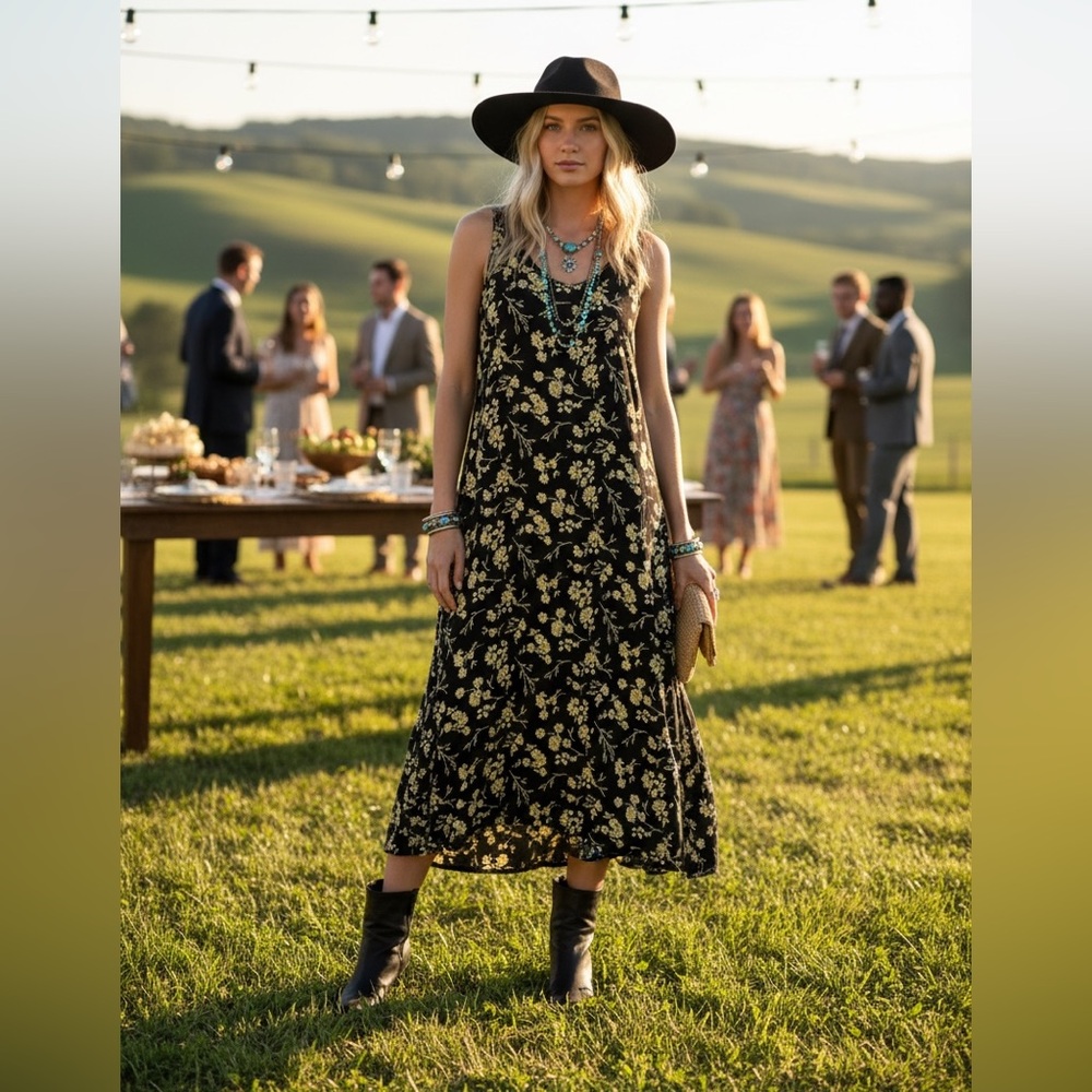 Notations vintage 90s floral maxi dress